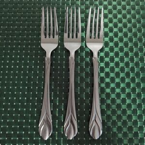 Hampton Silversmiths LILY FROSTED Salad Forks Lot Set of 3 Stainless Satin Vtg